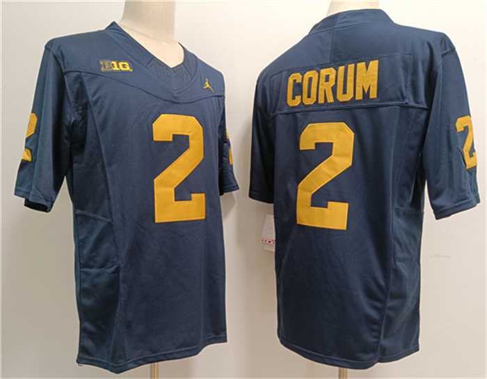 Men%27s Michigan Wolverines #2 Blake Corum Navy Stitched Jersey
